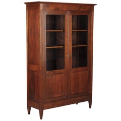 French Louis XVI Style Walnut Bookcase, 1940s