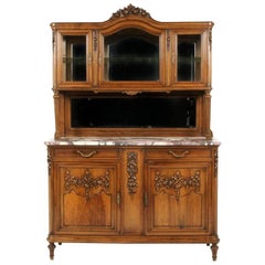 Antique French Louis XVI-Style Walnut Buffet Hutch
