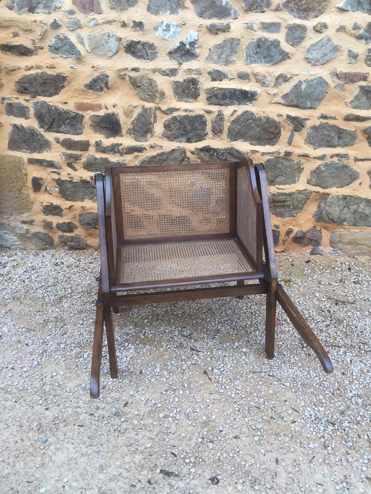French Louis XVI Style Walnut Caned Sedan Chair 9