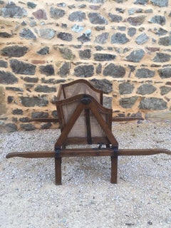 French Louis XVI Style Walnut Caned Sedan Chair