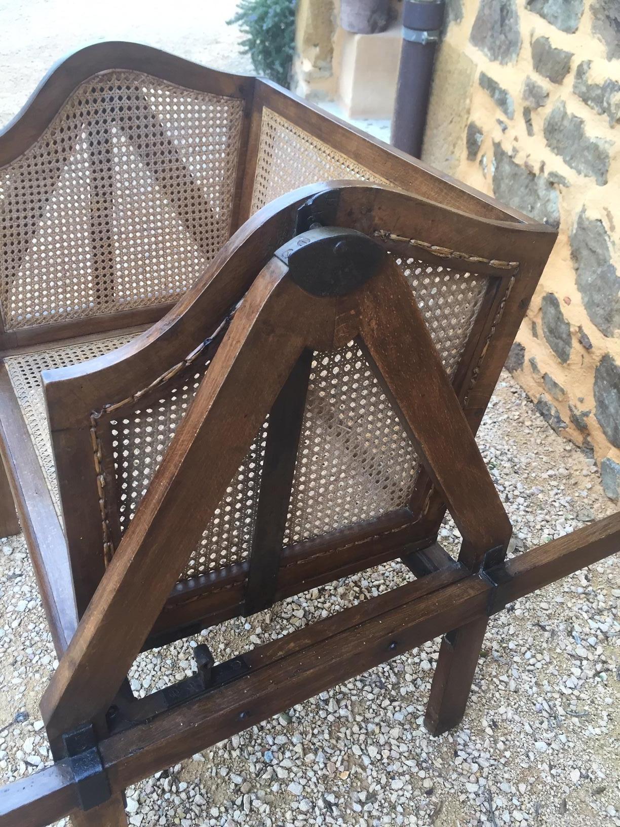 French Louis XVI Style Walnut Caned Sedan Chair 3