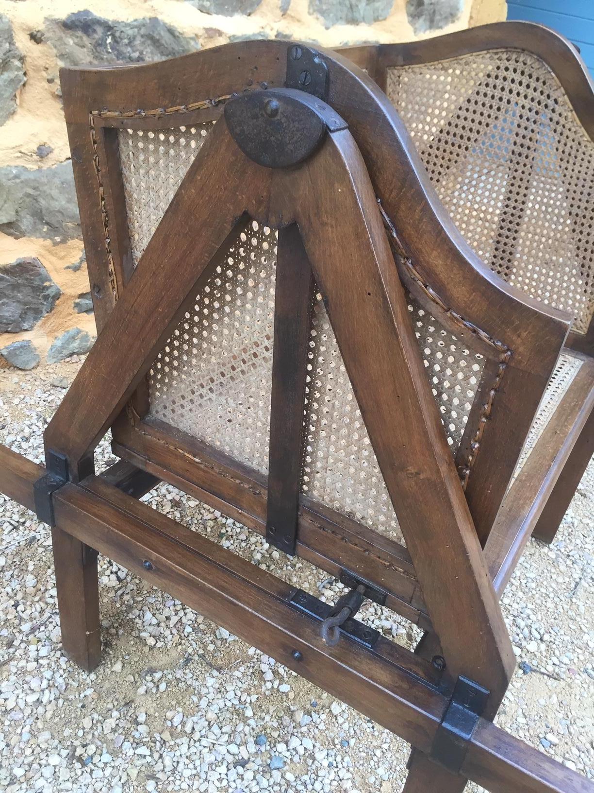 French Louis XVI Style Walnut Caned Sedan Chair 4