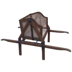 French Louis XVI Style Walnut Caned Sedan Chair