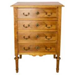 French Louis XVI Style Walnut Commode Chiffonnier Chest of Drawers, Circa 1900