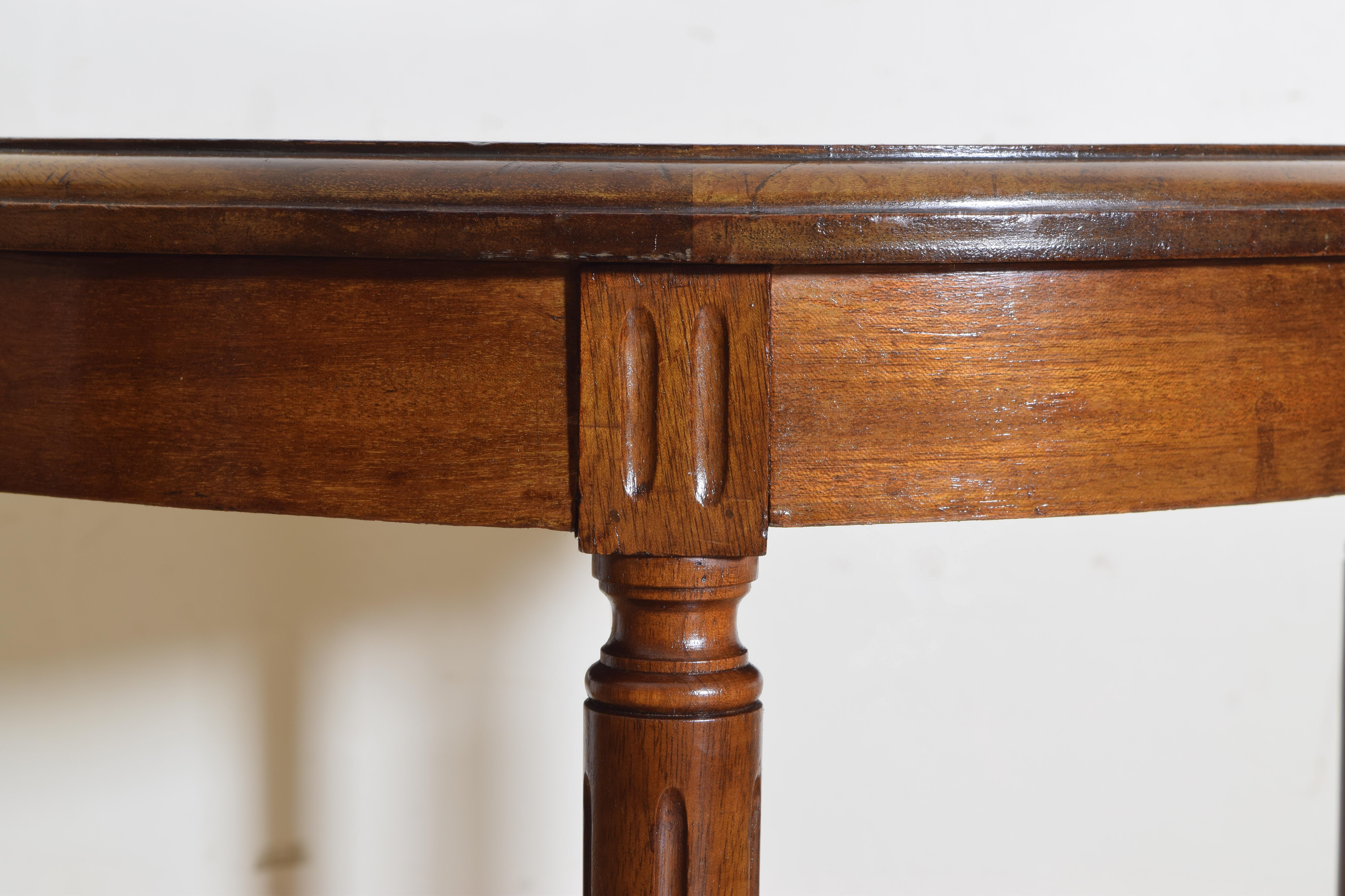 French Louis XVI Style Walnut & Marble Top Circular Side Table, Early 20th Cen. 1