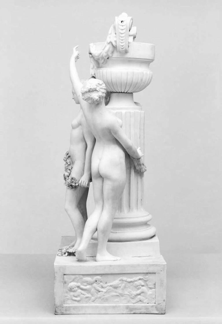French Louis XVI White Porcelain Three Graces Centerpiece In Good Condition For Sale In New York, NY