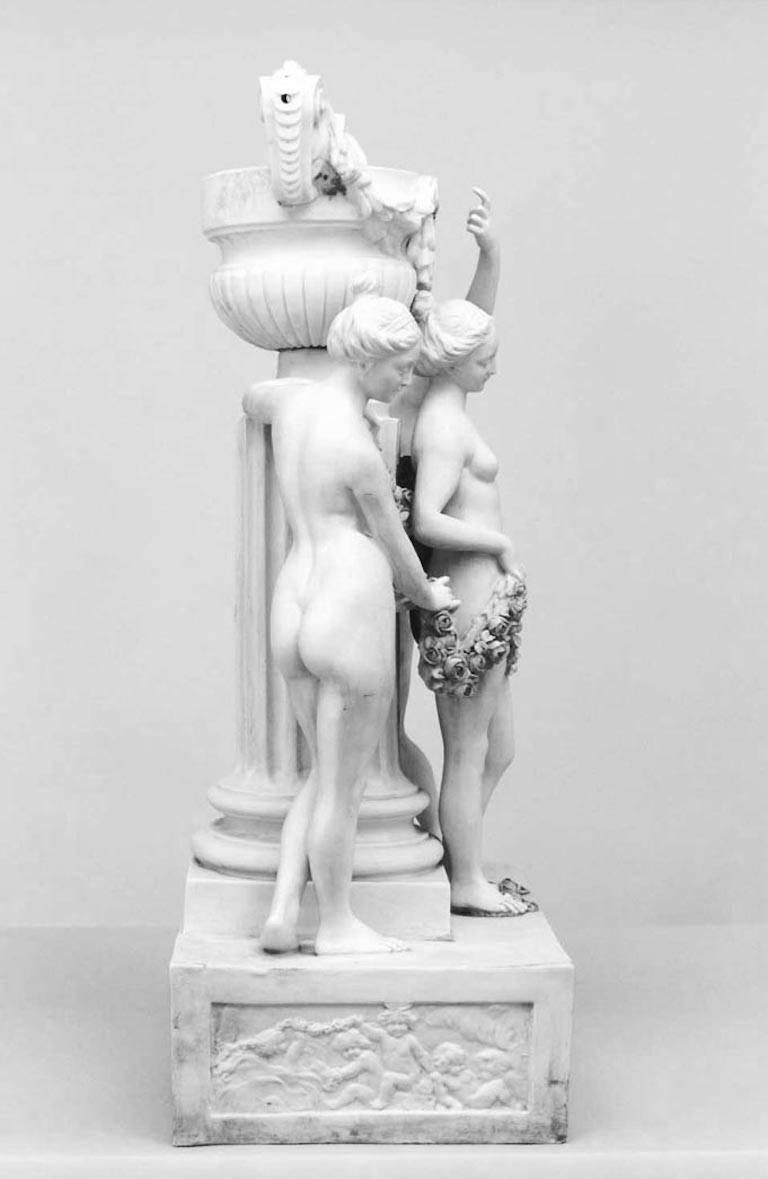 19th Century French Louis XVI White Porcelain Three Graces Centerpiece For Sale