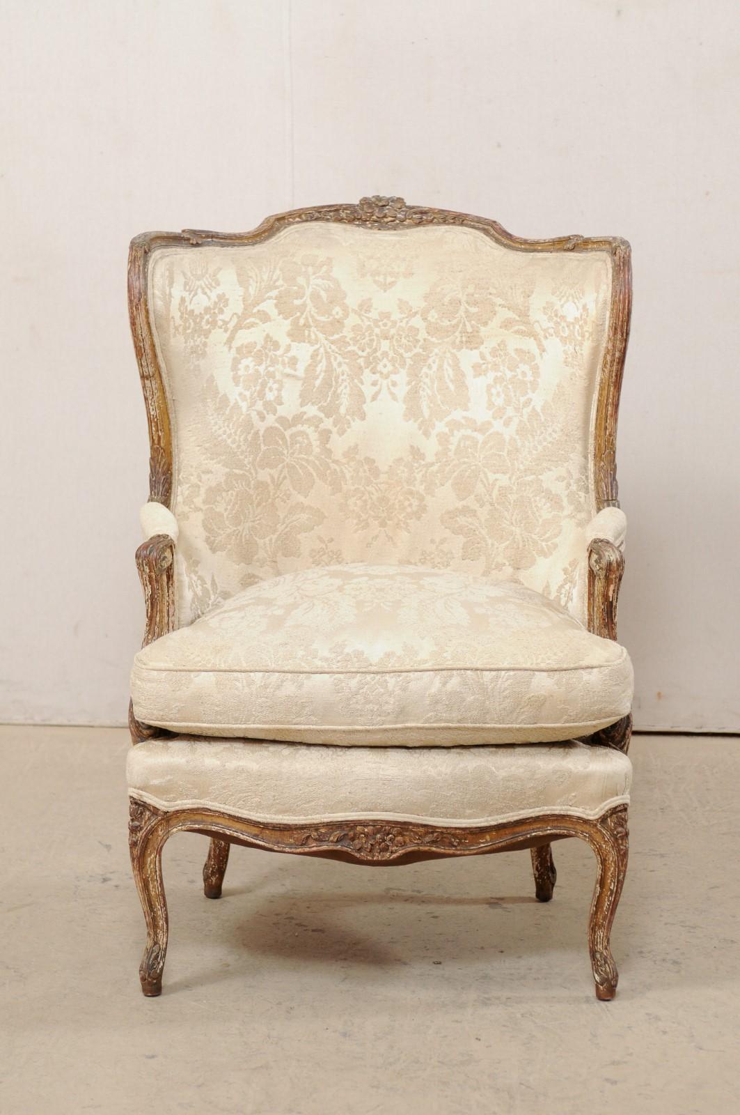 French Louis XVI Style Winged-Back Bergère Chair with It's Original Paint 6
