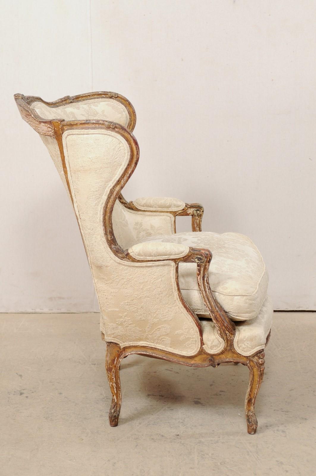 Wood French Louis XVI Style Winged-Back Bergère Chair with It's Original Paint