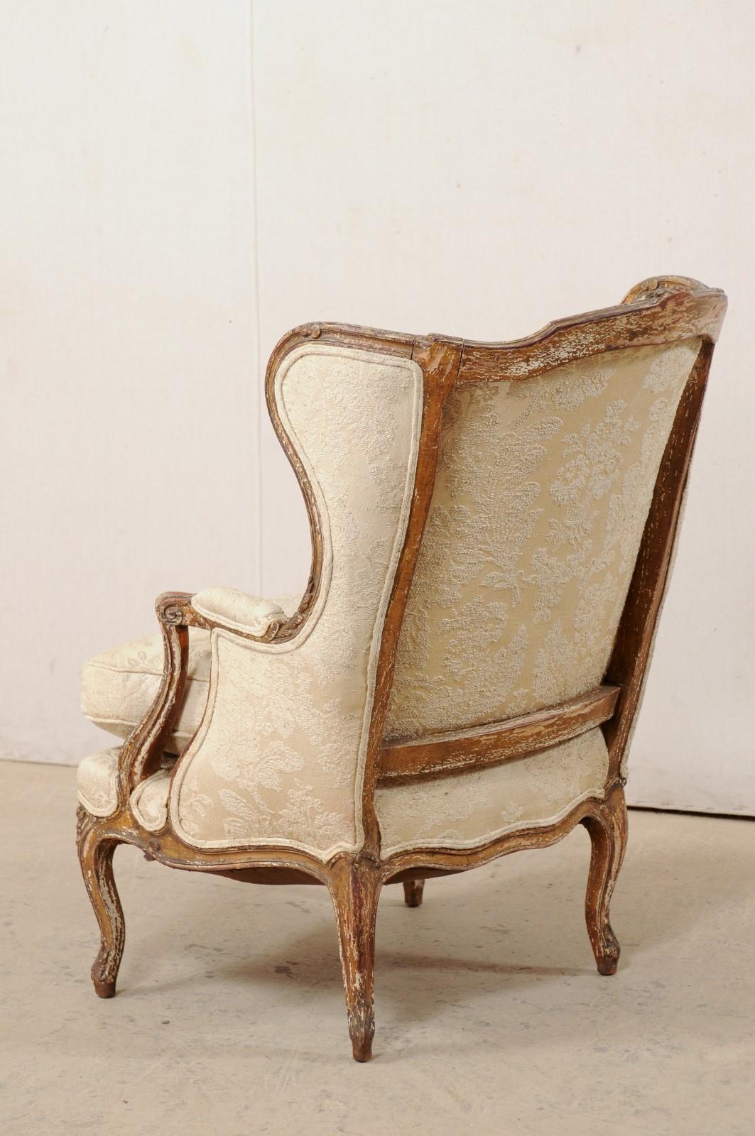 French Louis XVI Style Winged-Back Bergère Chair with It's Original Paint 3