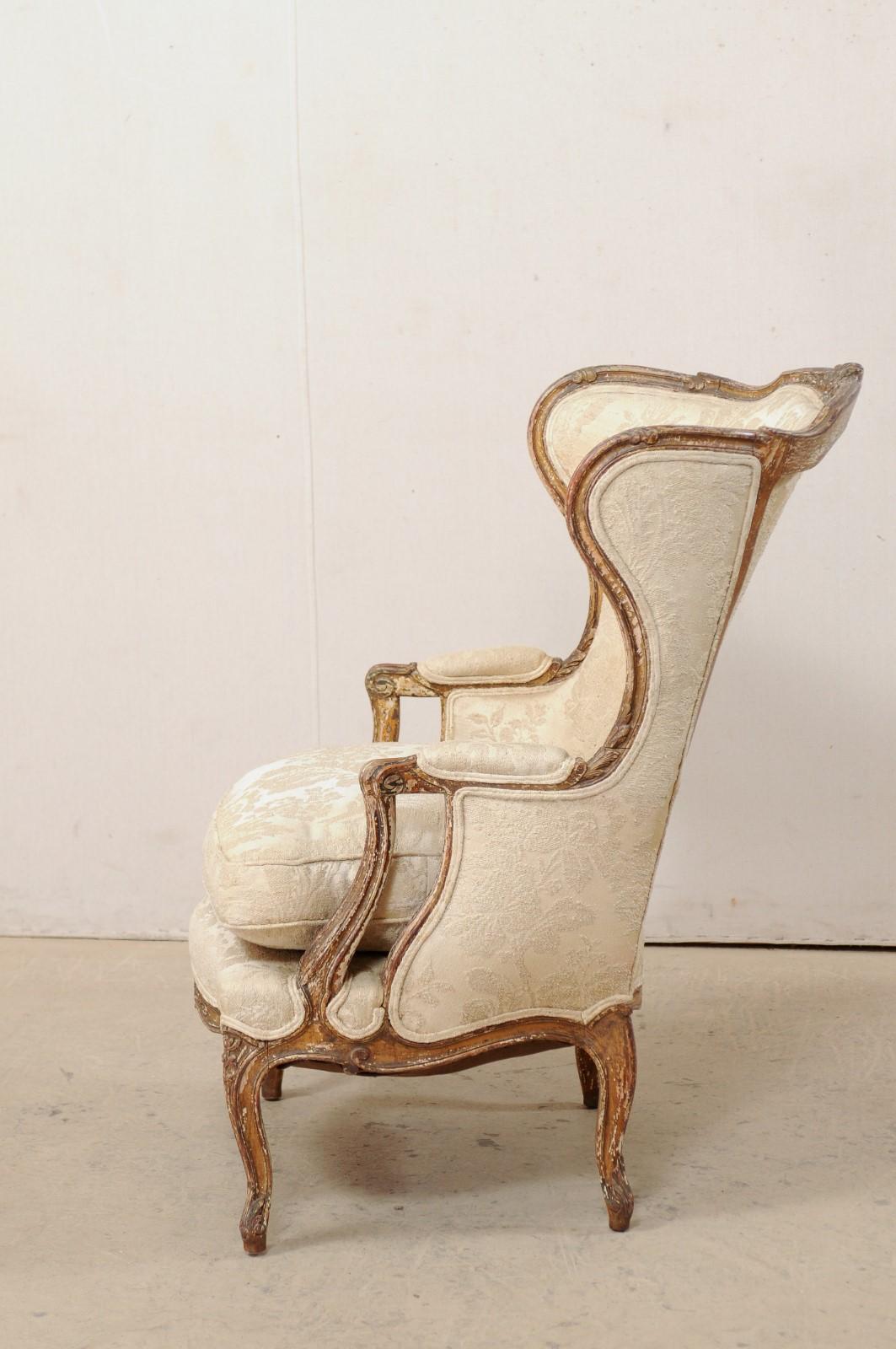 French Louis XVI Style Winged-Back Bergère Chair with It's Original Paint 4