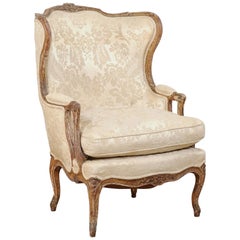 French Louis XVI Style Winged-Back Bergère Chair with It's Original Paint