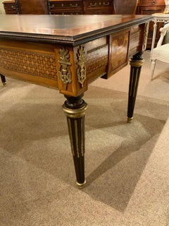 French Louis XVI Style Writing Desk /Bureauplatt, Bronze Gilt Mounts Leather Top