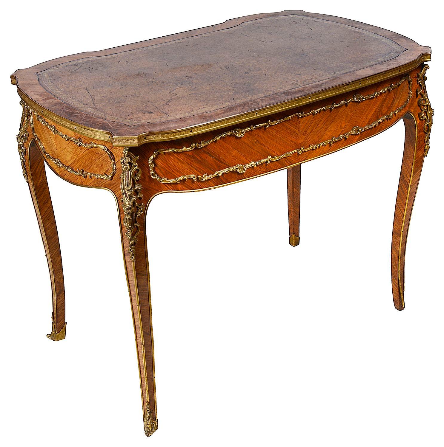 Ormolu French Louis XVI style writing table, circa 1890 For Sale