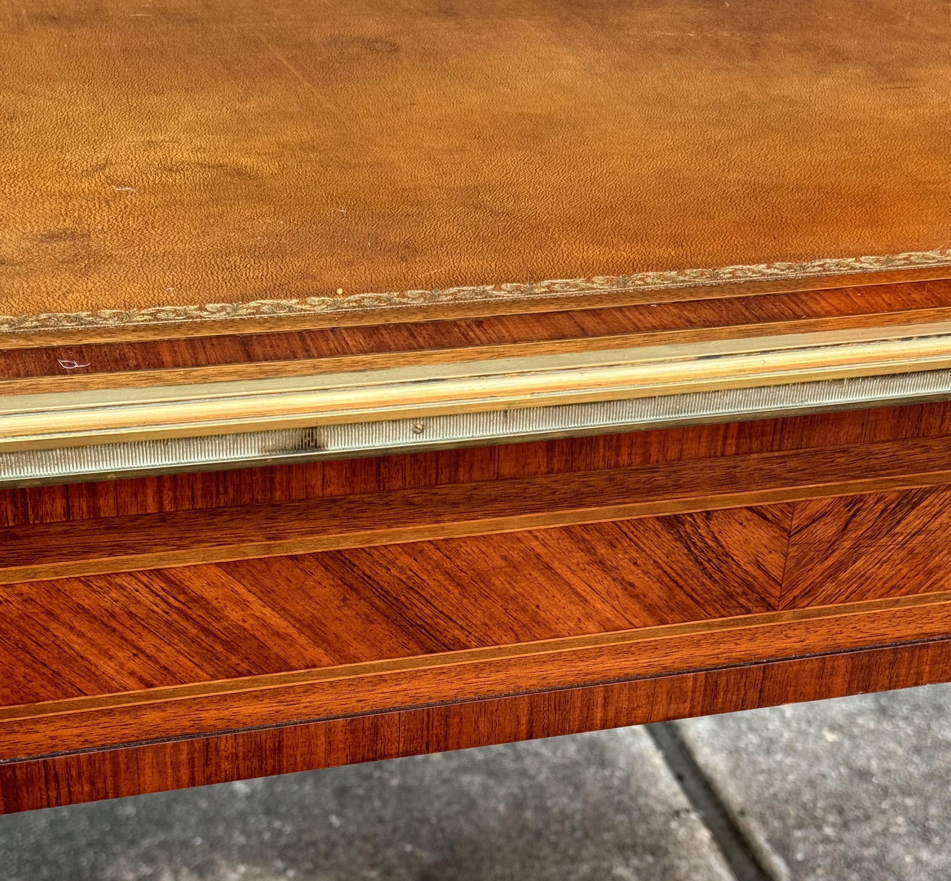 French Louis XVI Style Writing Table or Desk with Leather Top by Maison Leger 11