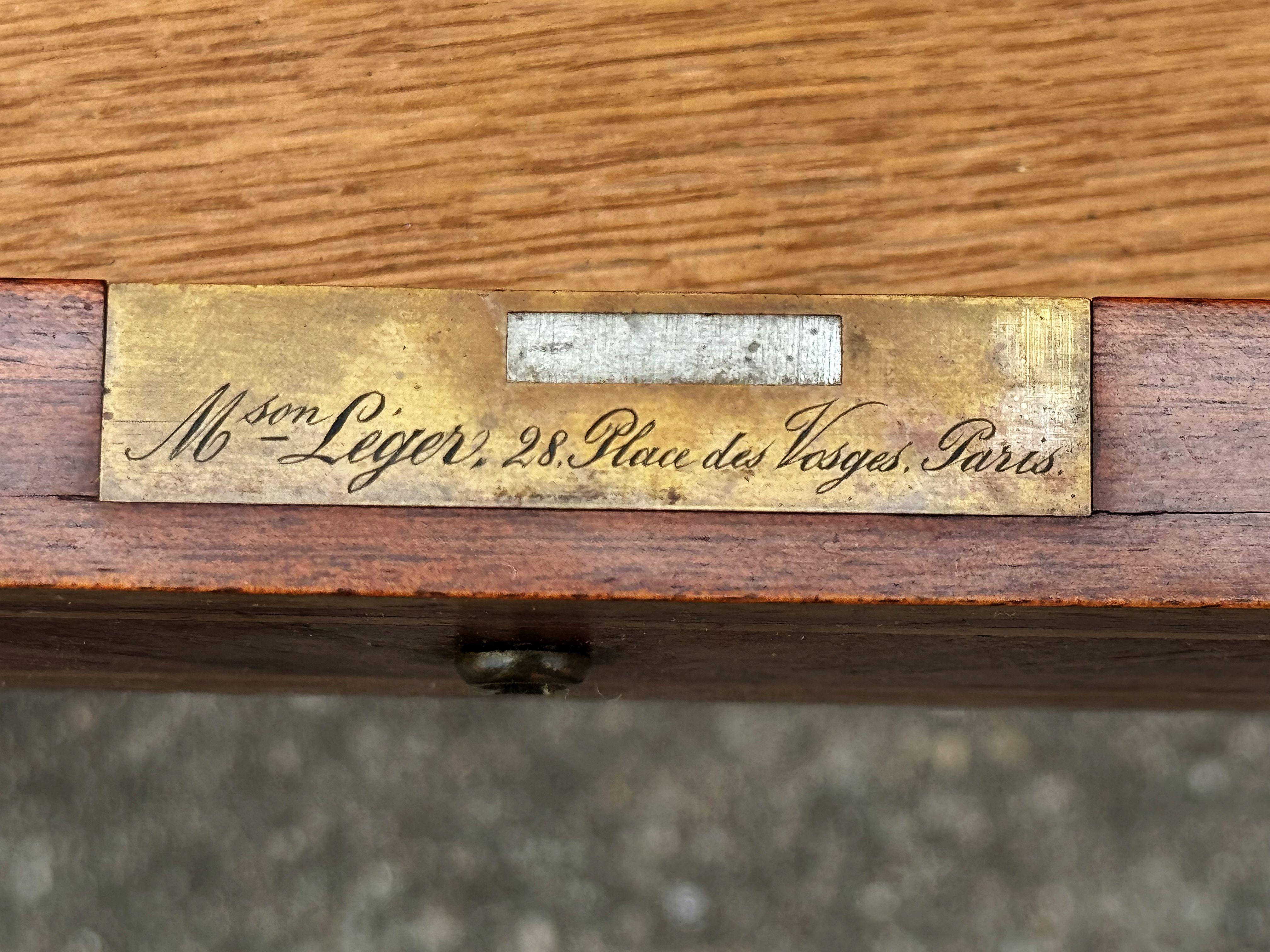 French Louis XVI Style Writing Table or Desk with Leather Top by Maison Leger 13