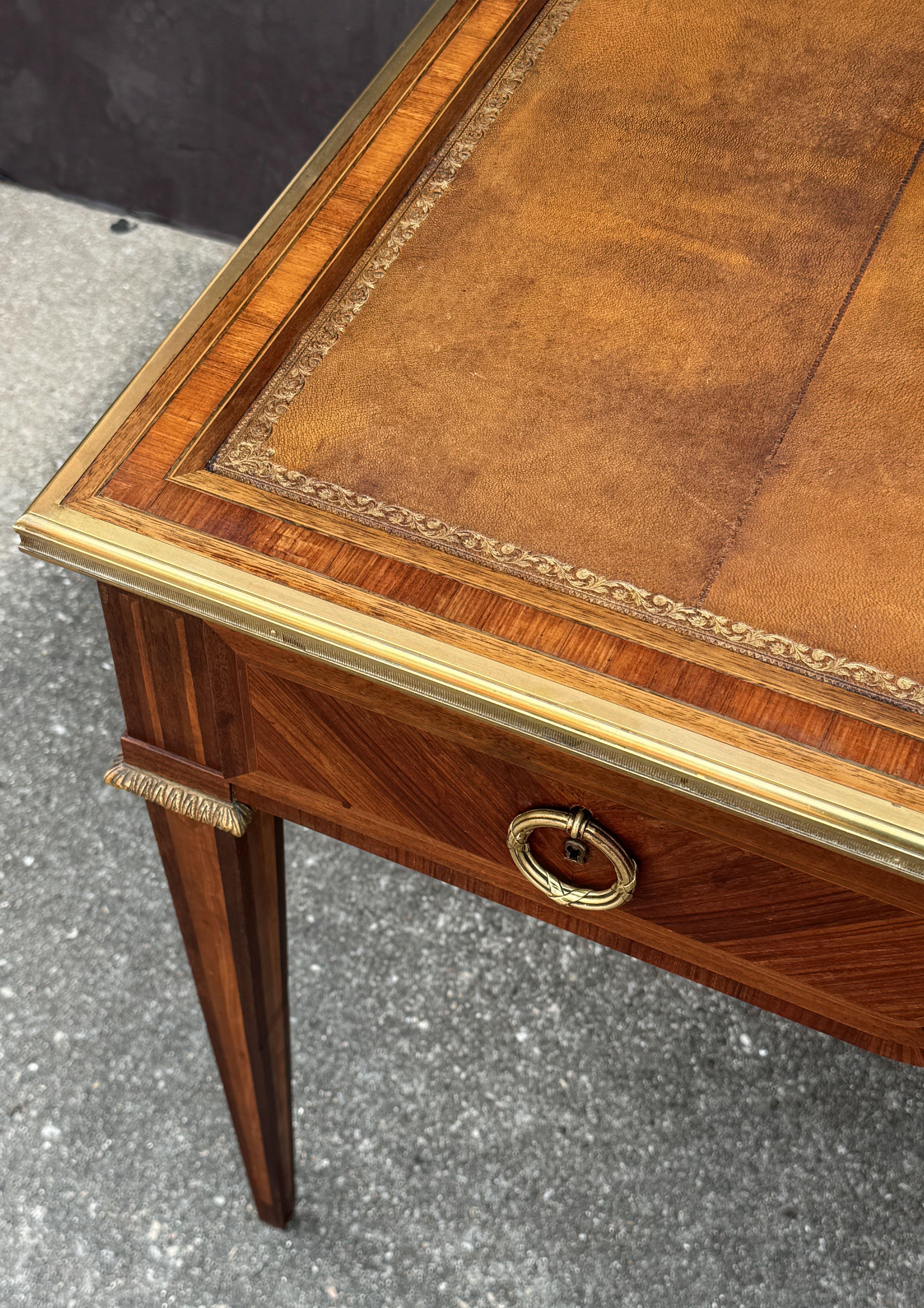 20th Century French Louis XVI Style Writing Table or Desk with Leather Top by Maison Leger