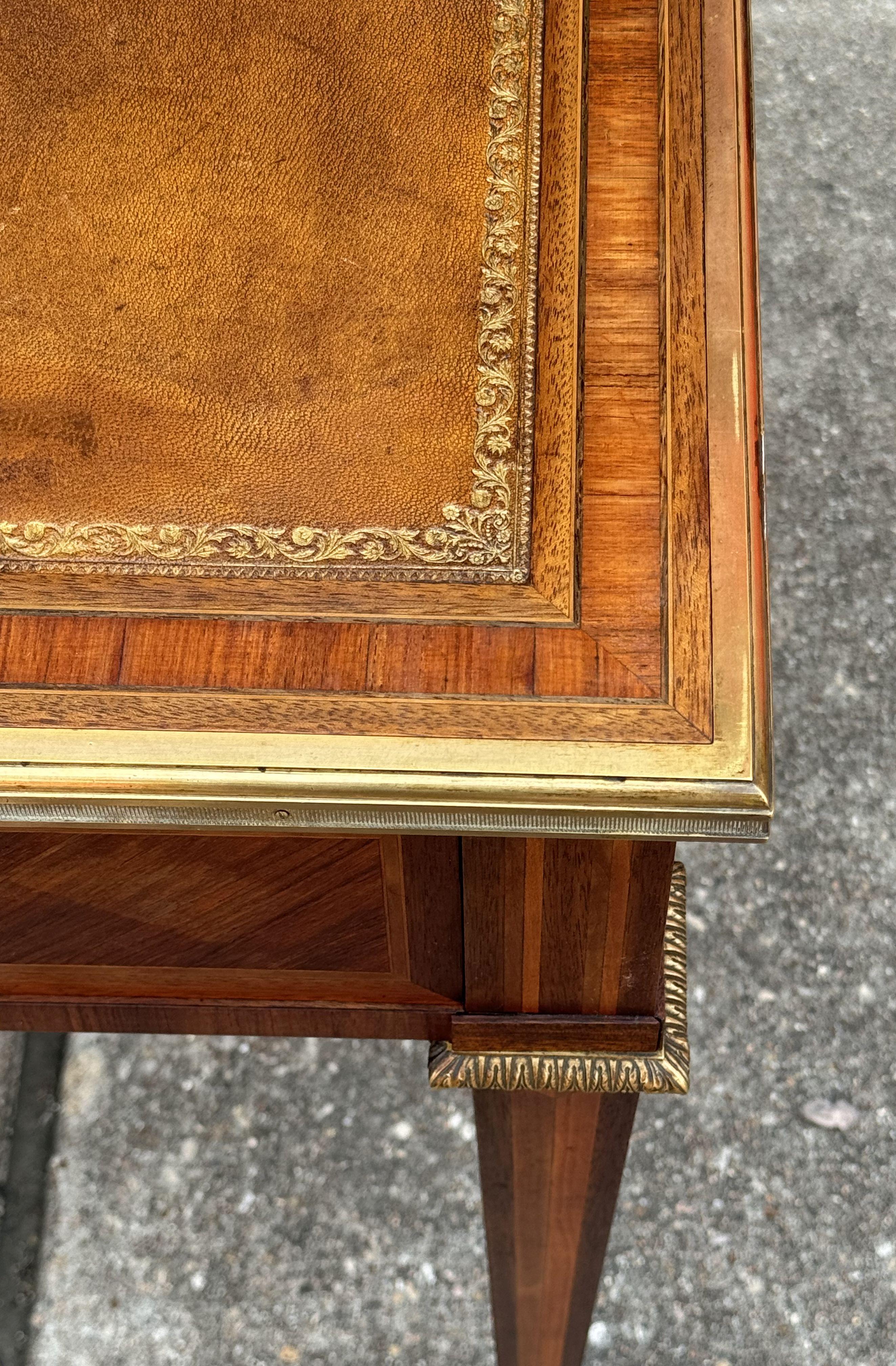 French Louis XVI Style Writing Table or Desk with Leather Top by Maison Leger 3