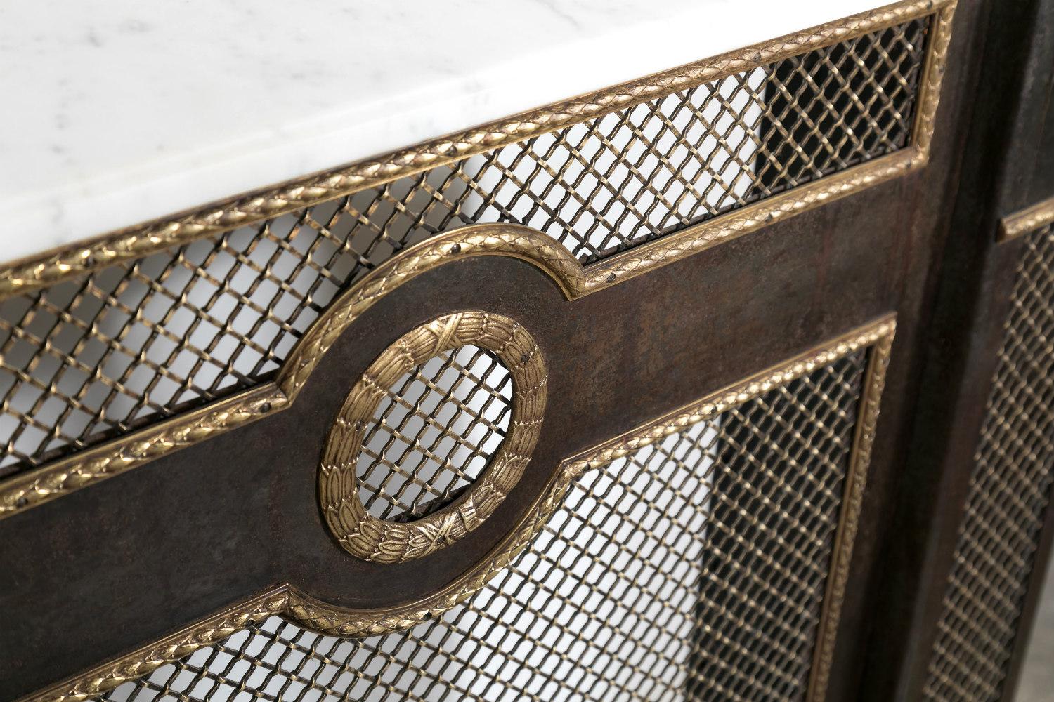 Mid-20th Century French Louis XVI Style Wrought Iron Radiator Cover or Console with Marble Top