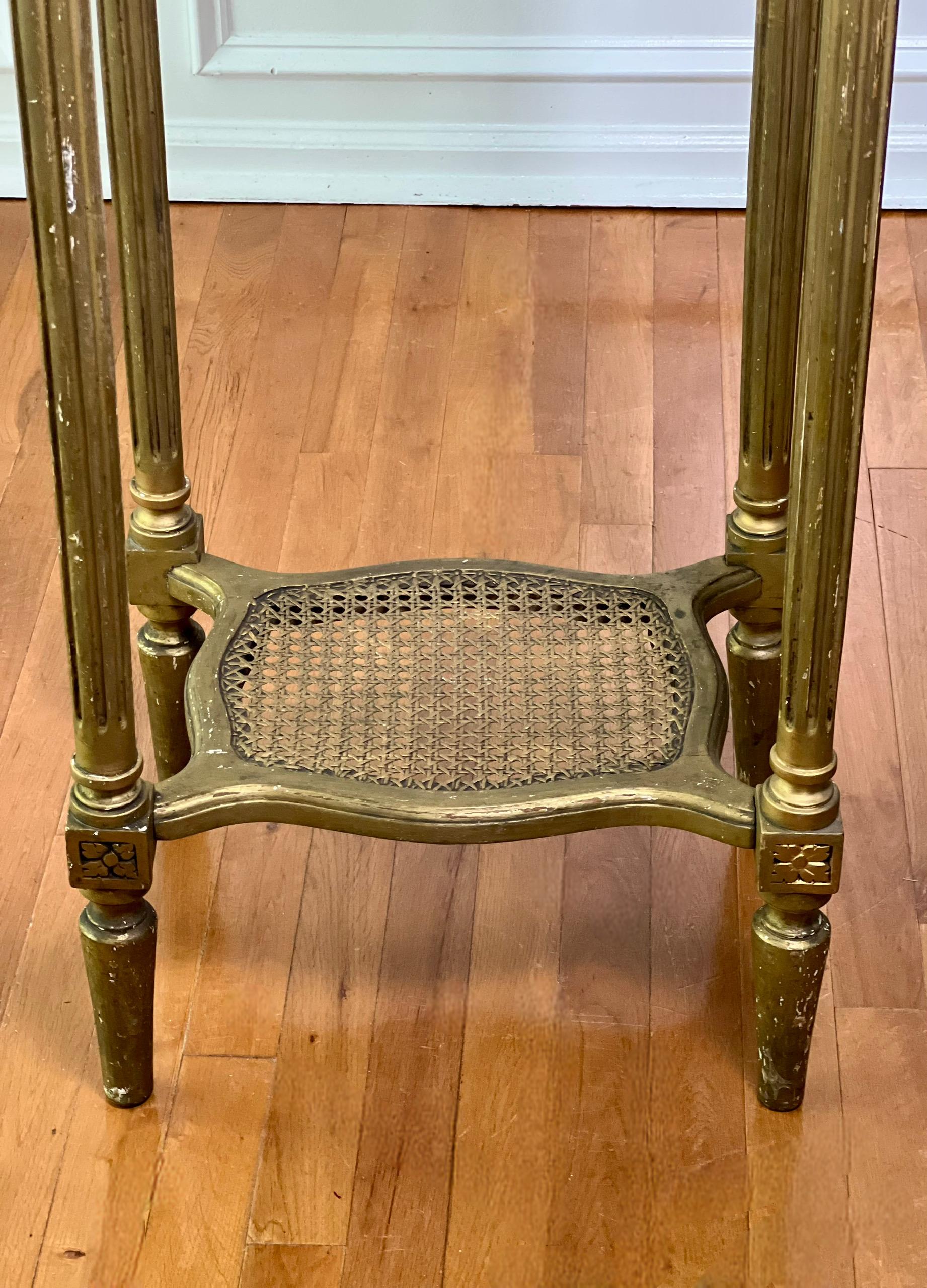 French Louis XVI Tall Carved Gilt Pedestal Stand with Marble Top For Sale 7