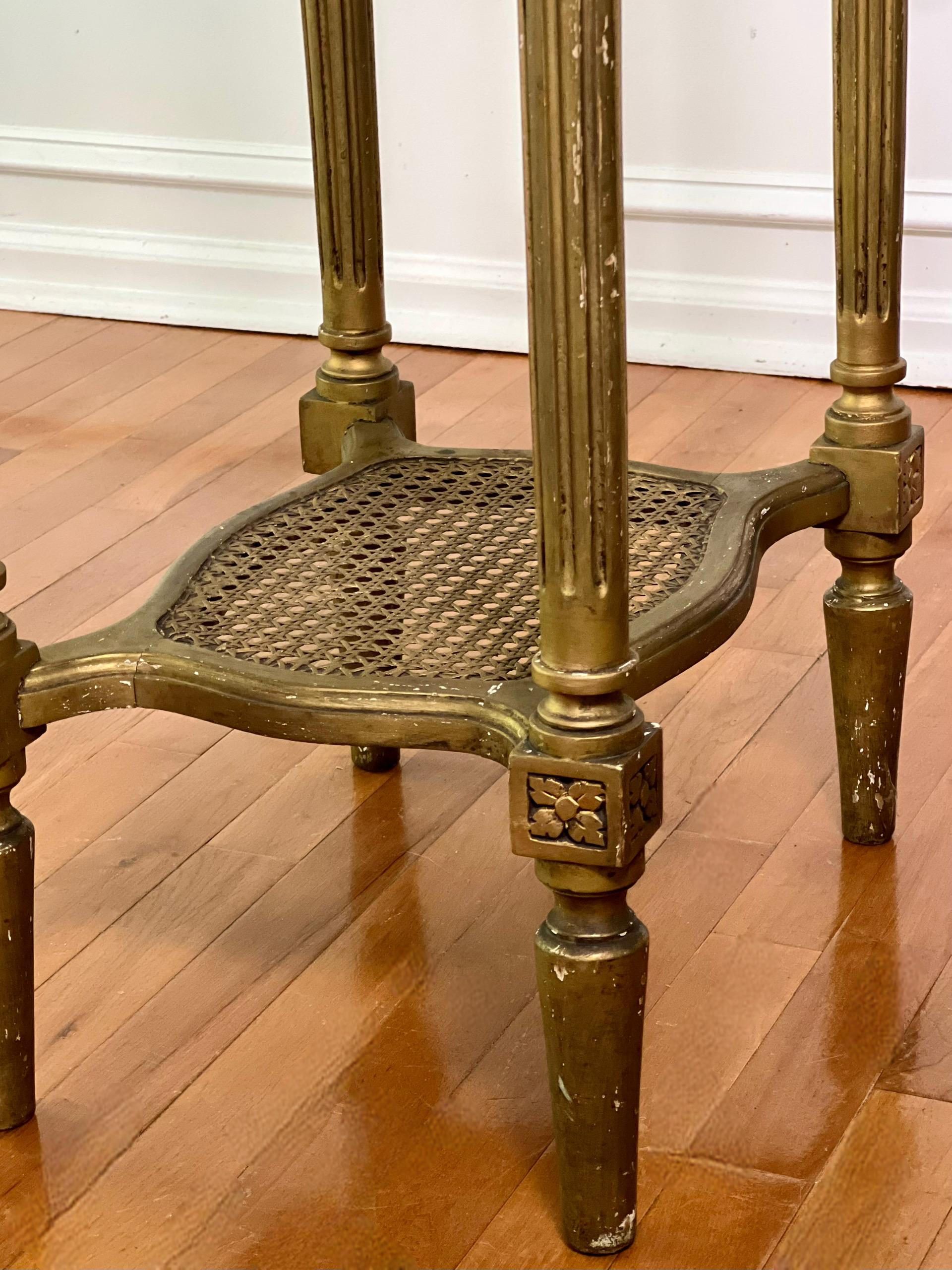 French Louis XVI Tall Carved Gilt Pedestal Stand with Marble Top For Sale 8