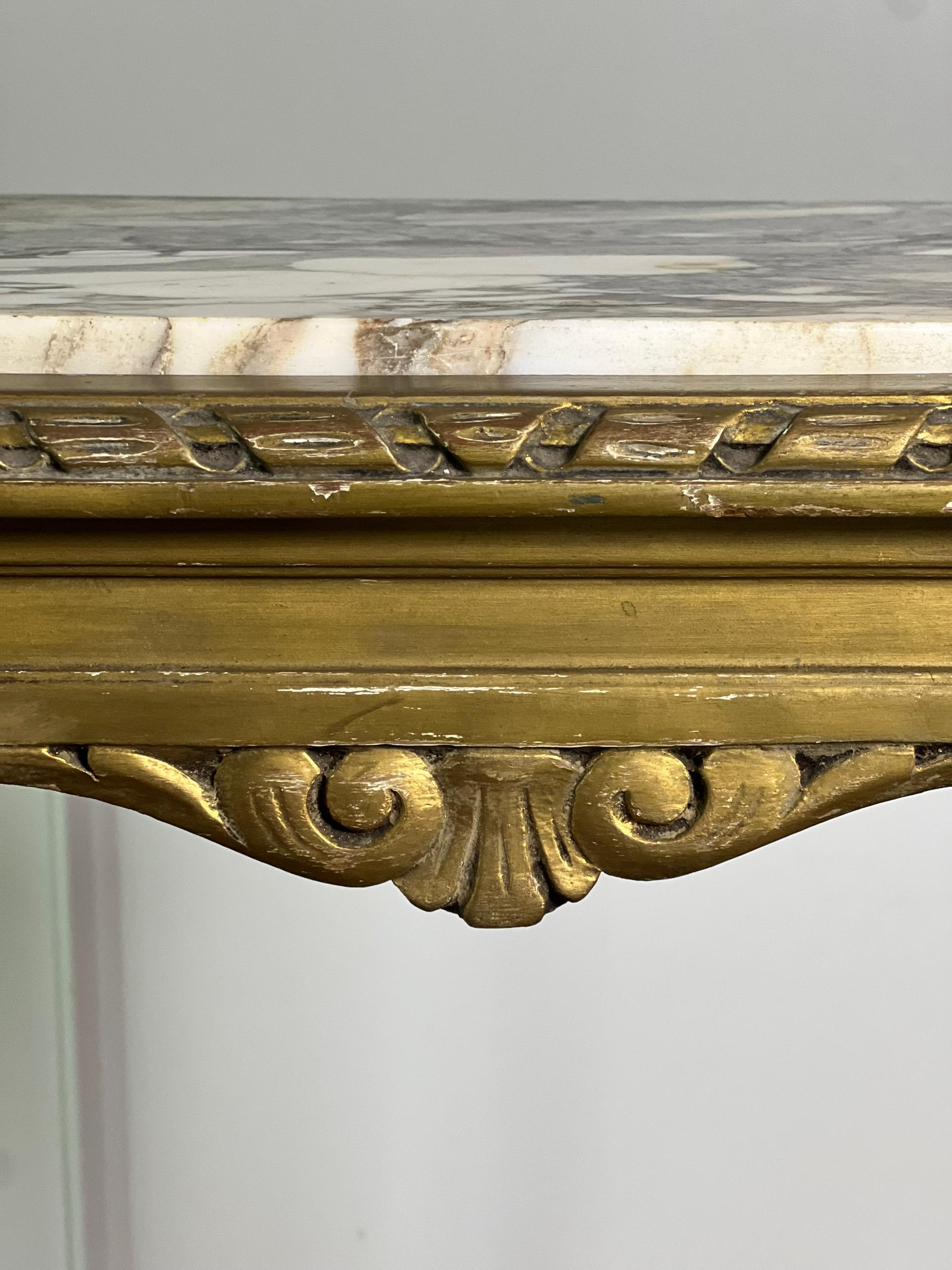French Louis XVI Tall Carved Gilt Pedestal Stand with Marble Top For Sale 9