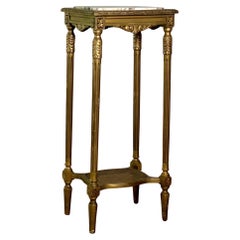 French Louis XVI Tall Carved Gilt Pedestal Stand with Marble Top