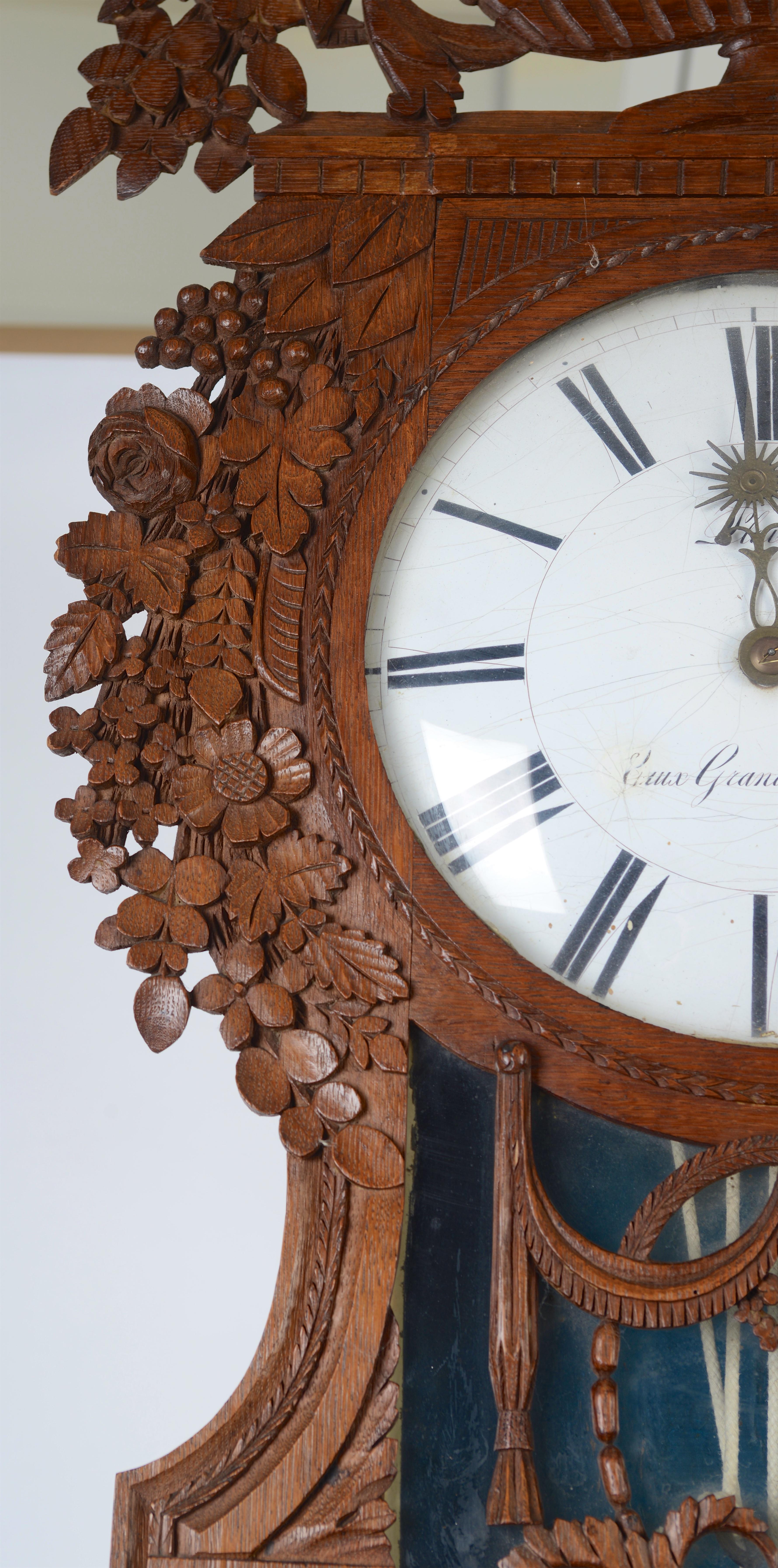 Horloge française à grand boîtier Louis XVI, C1800, également appelée St Nicolas-Clock Bon état - En vente à valatie, NY