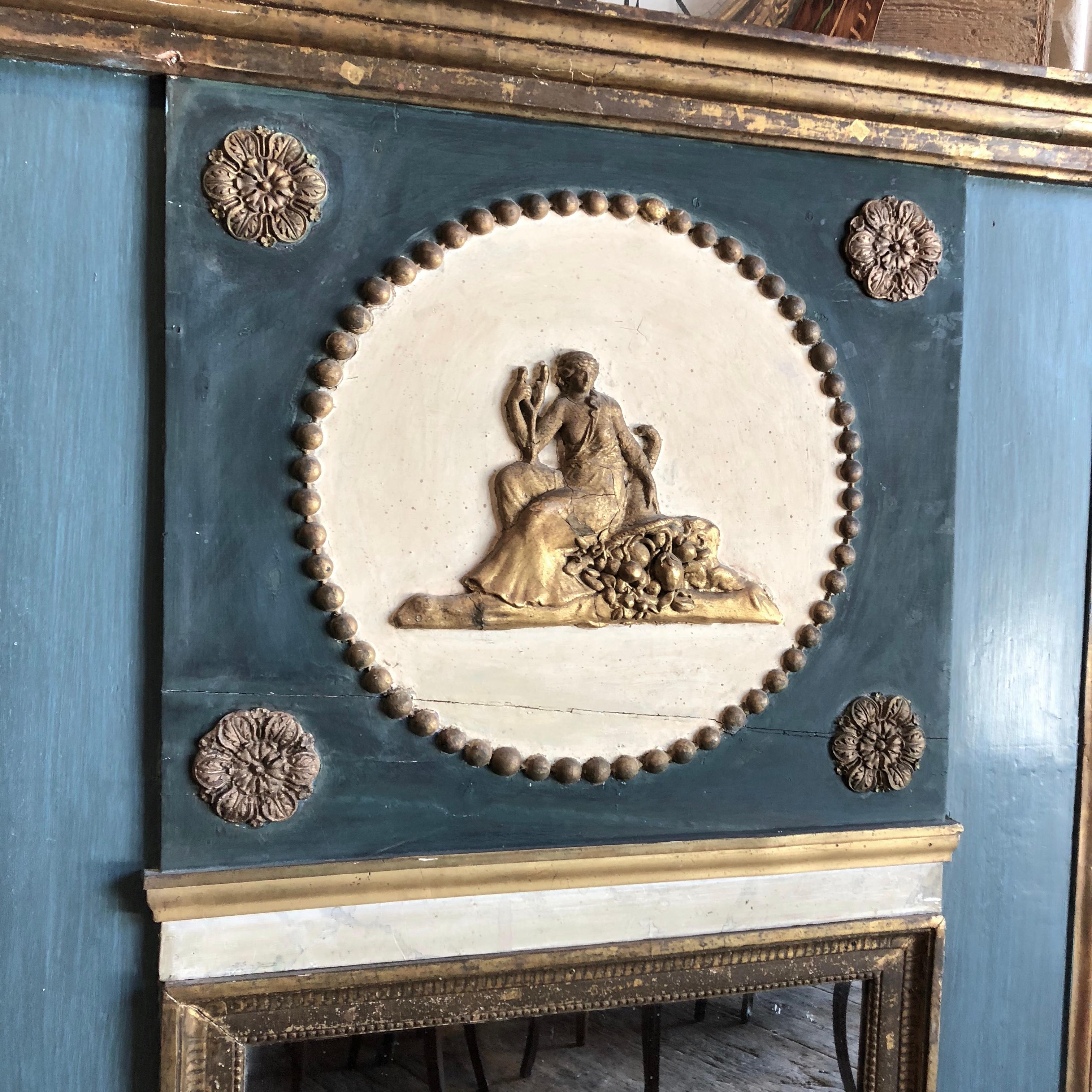Wood French Louis XVI Trumeau Mirror