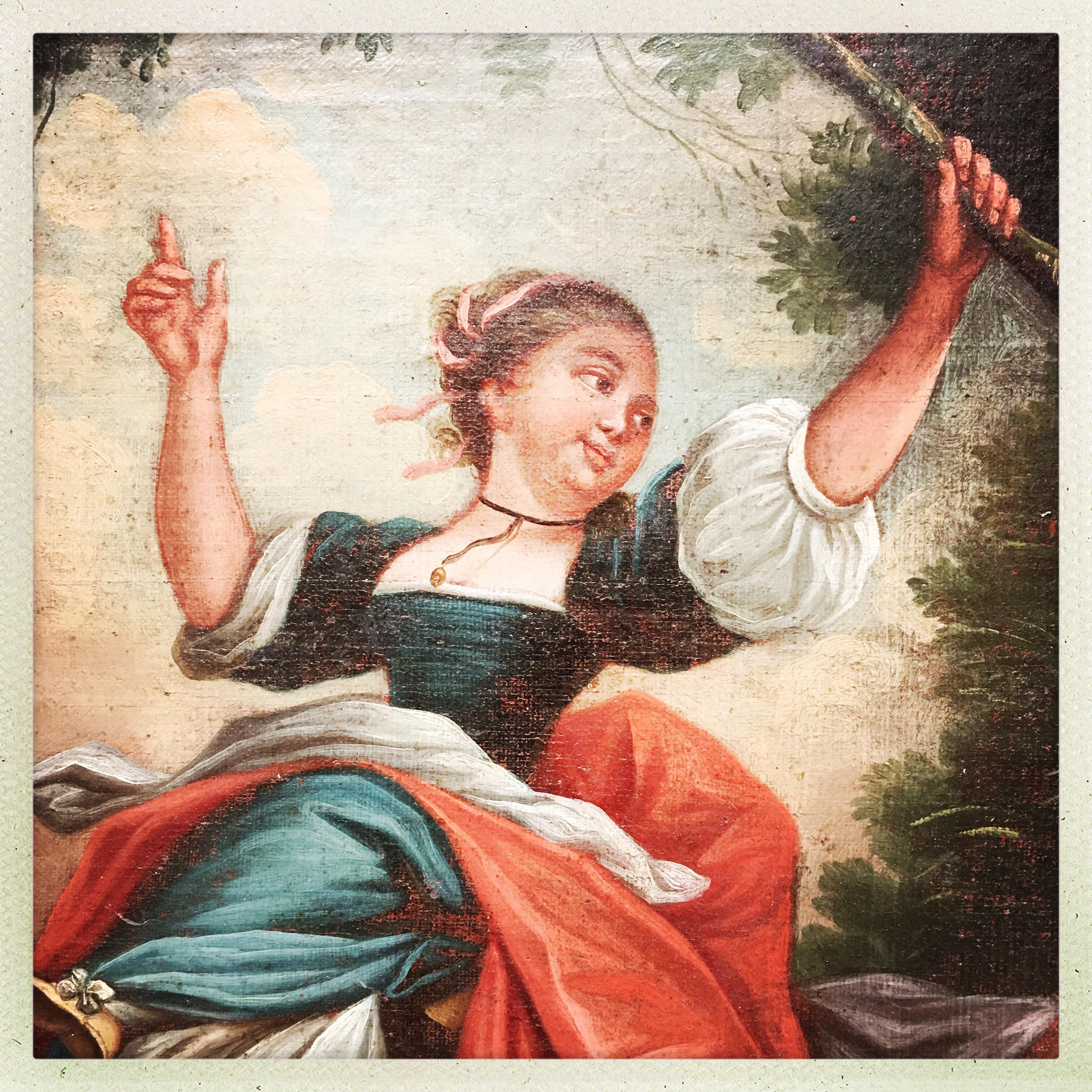 Specchio francese Luigi XVI Trumeau con dipinto a olio di Fragonard in vendita 4