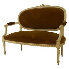 French Louis XVI Velvet Loveseat