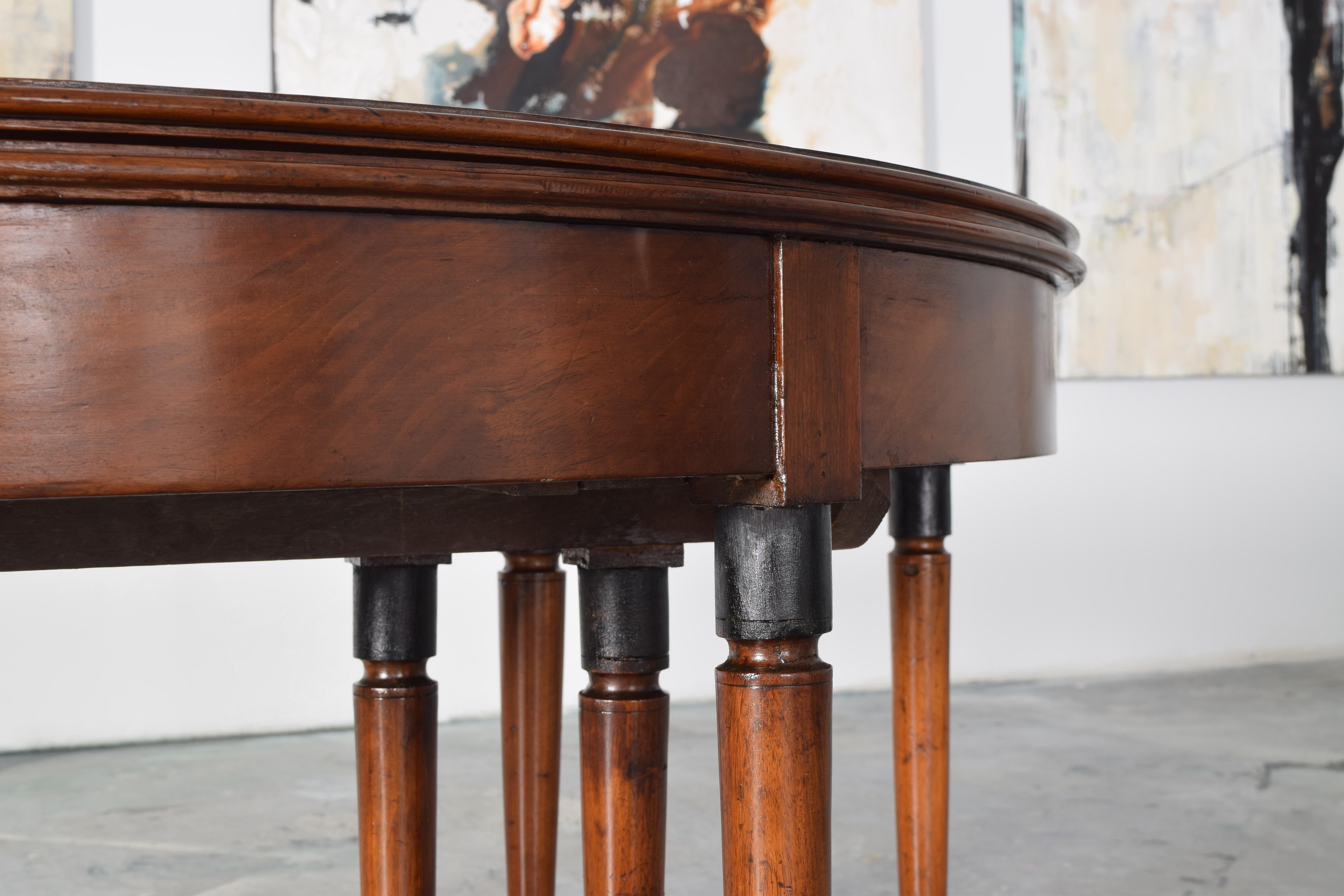 French Louis XVI Walnut and Brass Foldover Dining Table, Stamped 