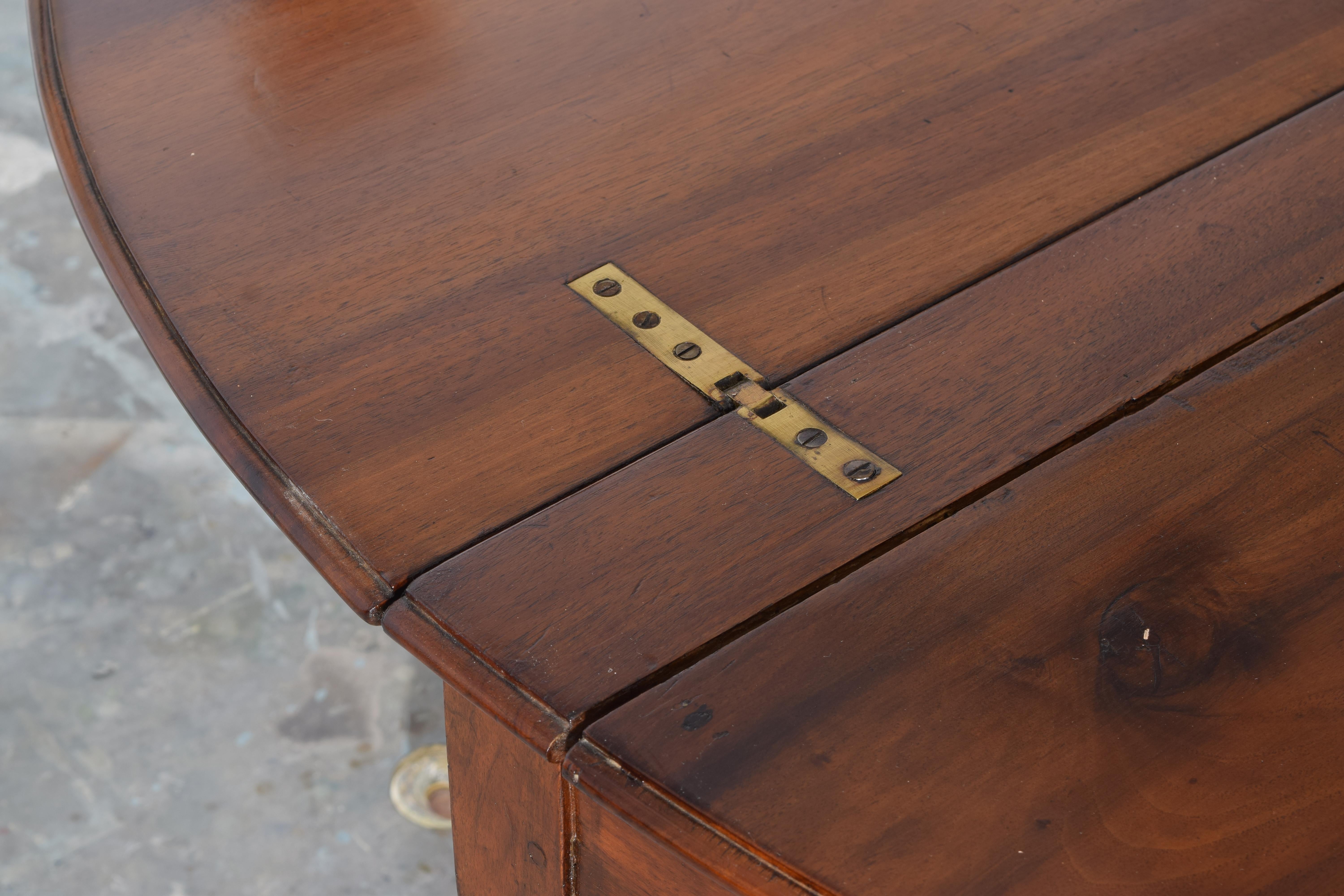 French Louis XVI Walnut and Brass Foldover Dining Table, Stamped 