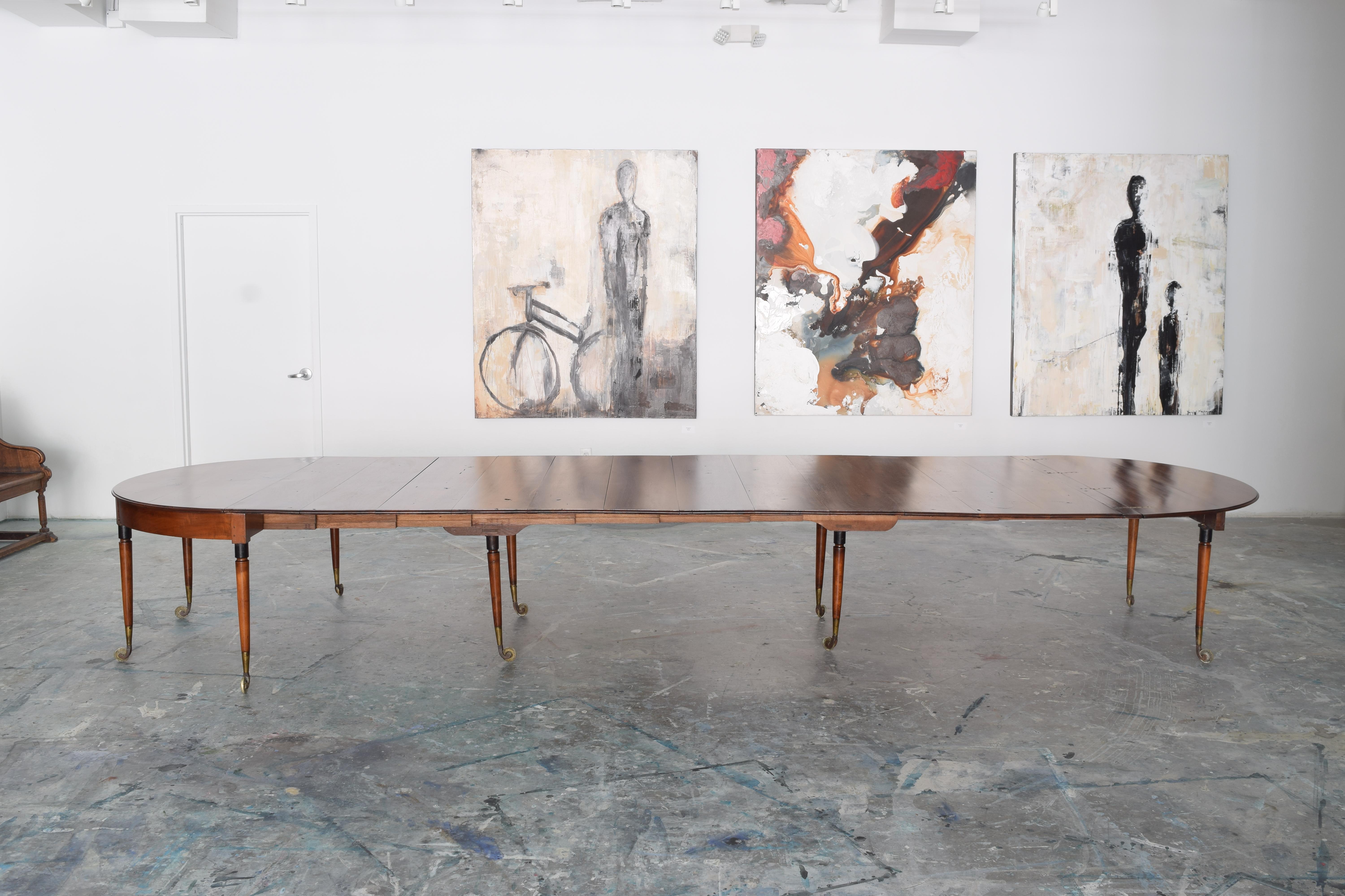 Late 18th Century French Louis XVI Walnut and Brass Foldover Dining Table, Stamped 