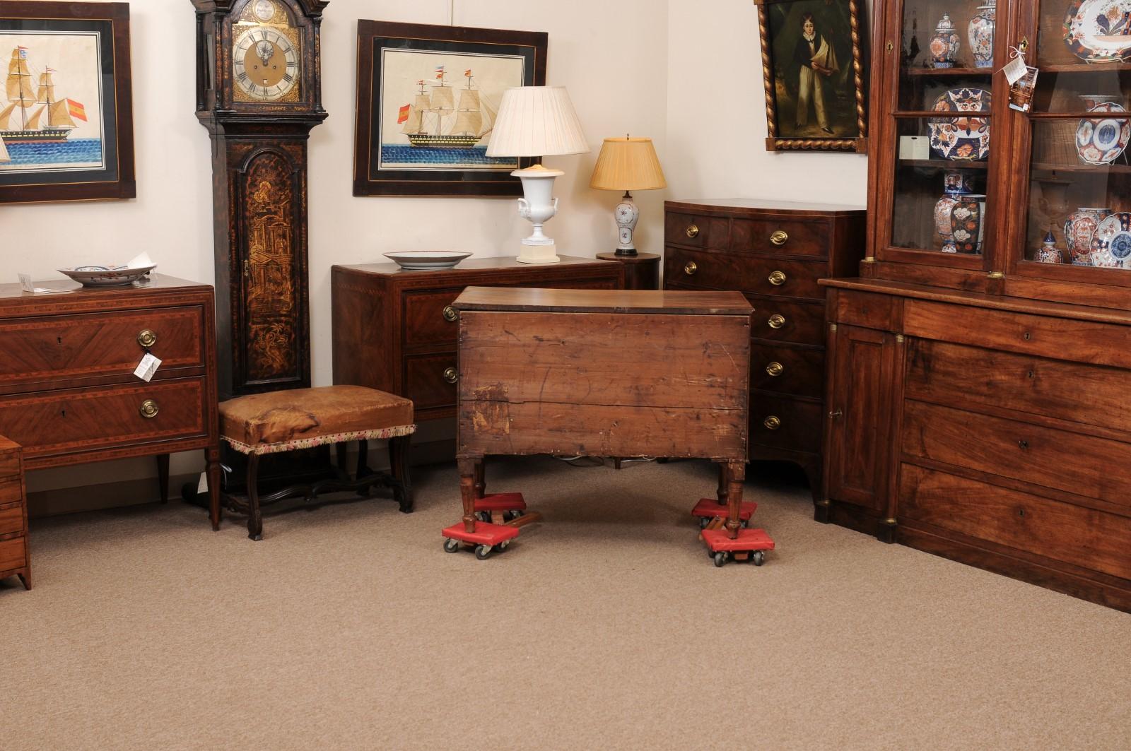 French Louis XVI Walnut Commode with 3 Drawers and Fluted Legs For Sale 9