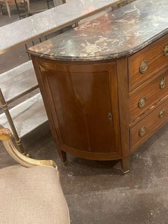 French Louis XVI Walnut Demi-Lune Side Cabinet