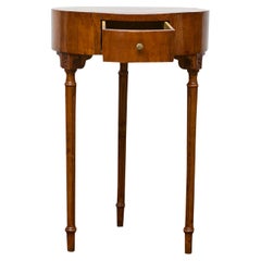 Antique French Louis XVI Walnut Side Table with Single Drawer and Fluted Legs