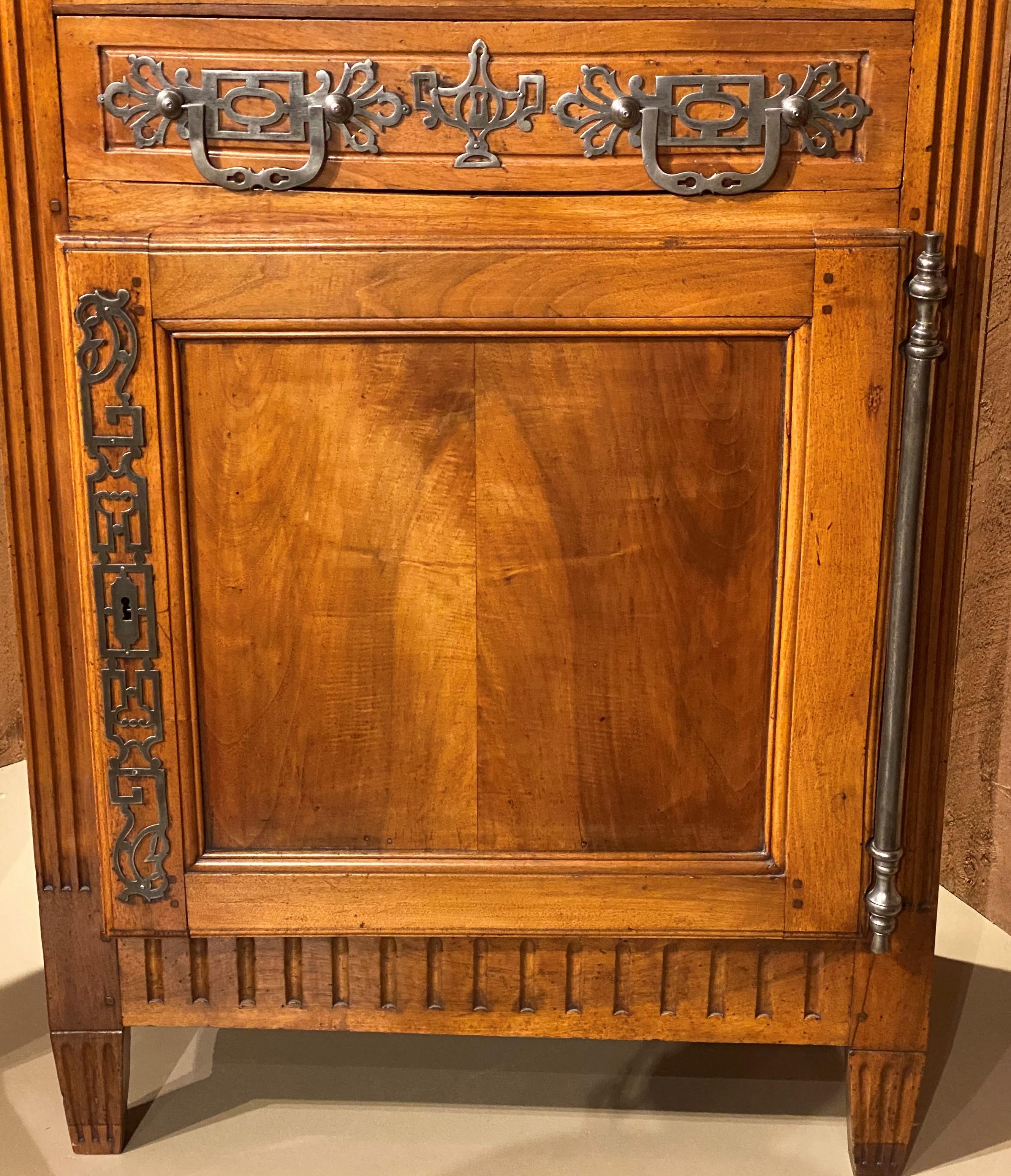 French Provincial French Louis XVI Walnut Two Door Armoire or Cabinet