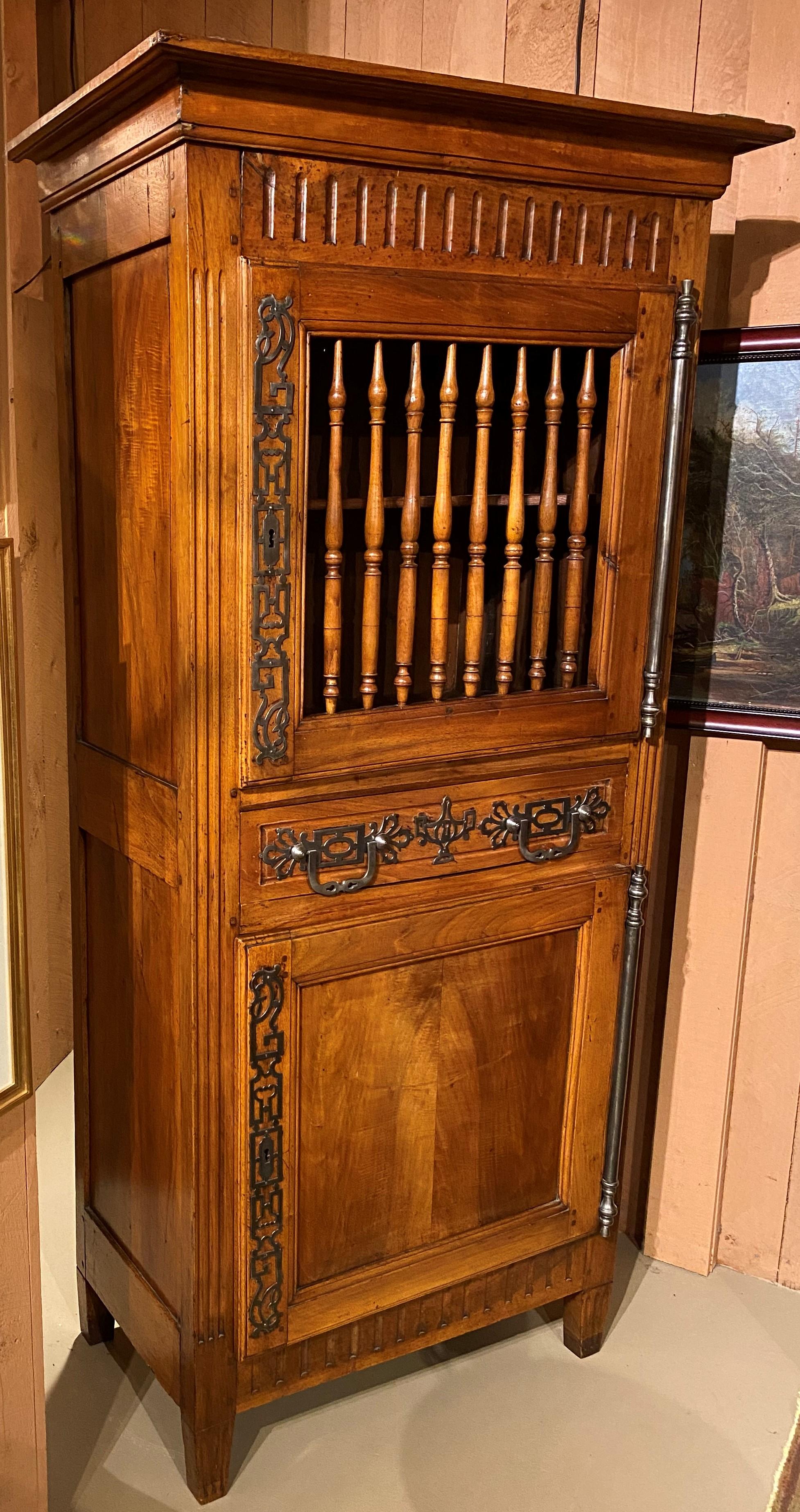 Hand-Carved French Louis XVI Walnut Two Door Armoire or Cabinet