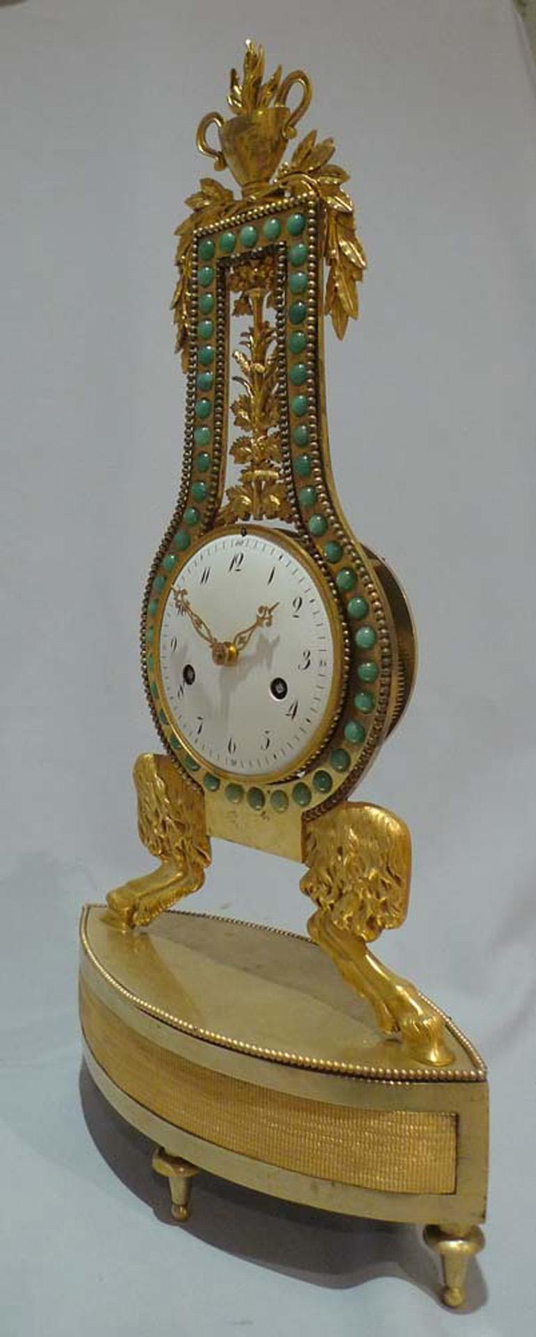 French Louis Xvith Period Lyre Clock In Good Condition For Sale In London, GB