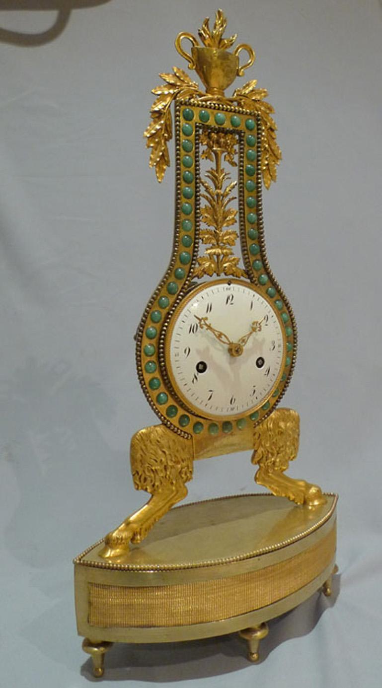 French Louis Xvith Period Lyre Clock For Sale 1