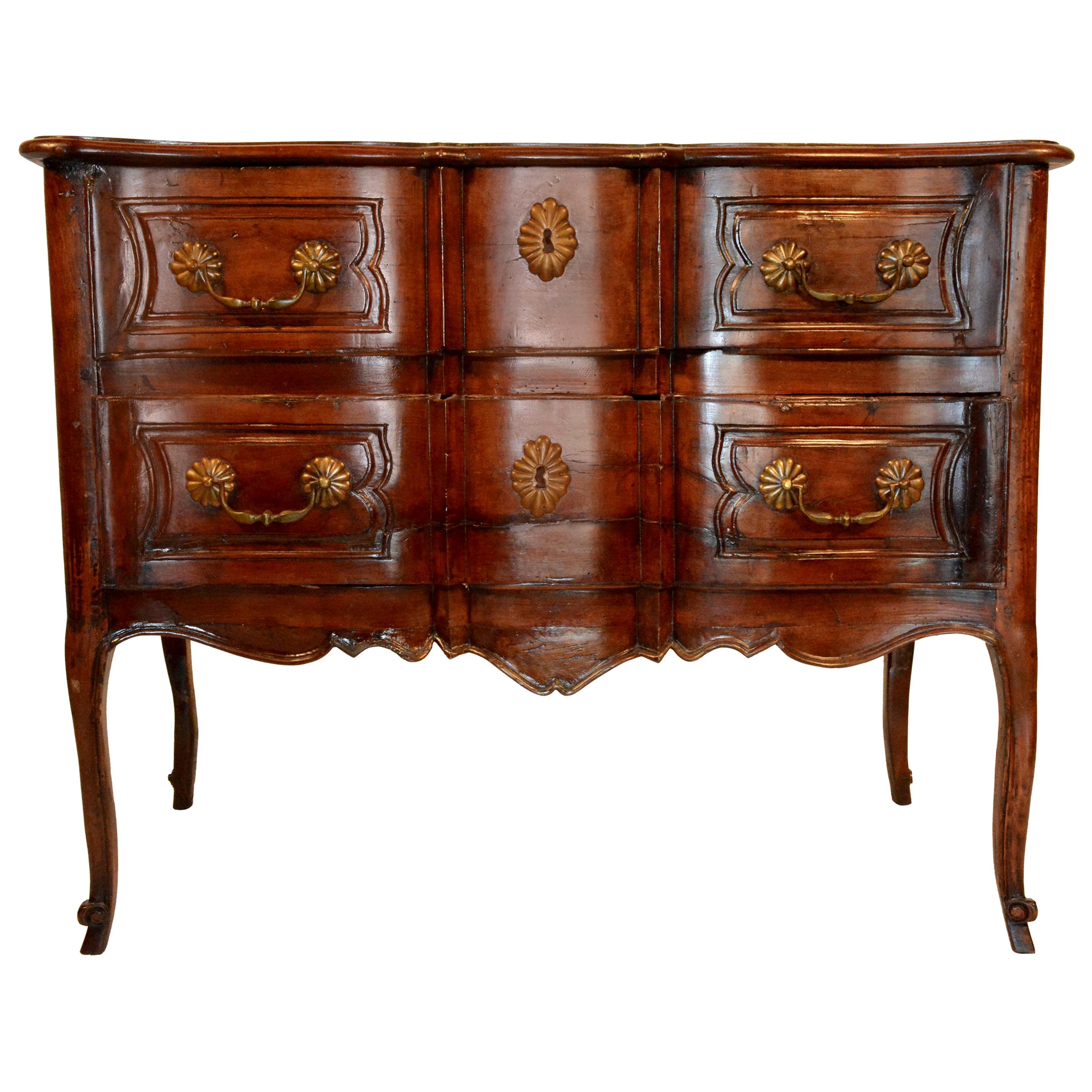 French Louise XV Walnut Commode For Sale