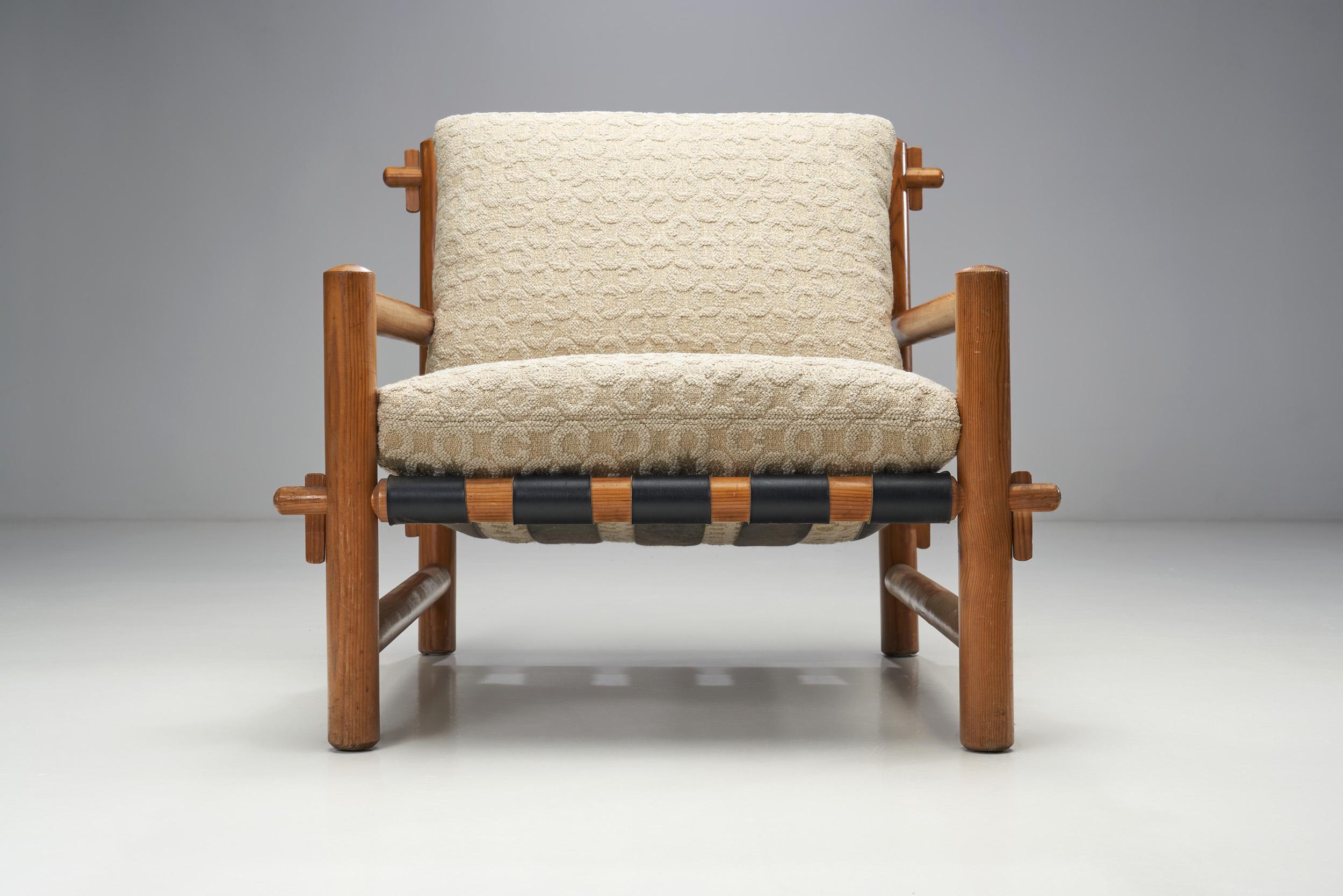 French Lounge Chair Pair with Upholstered Cushions, France 1960s 1