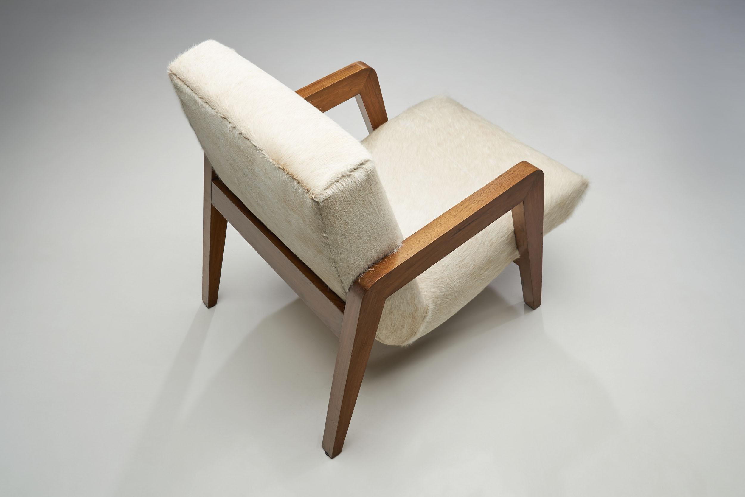 French Lounge Chair with Footstool, France 1950s 3