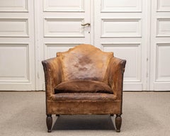 French Lounge Chair With Sheep Leather And Velvet In The Manner Of Louis Chambry