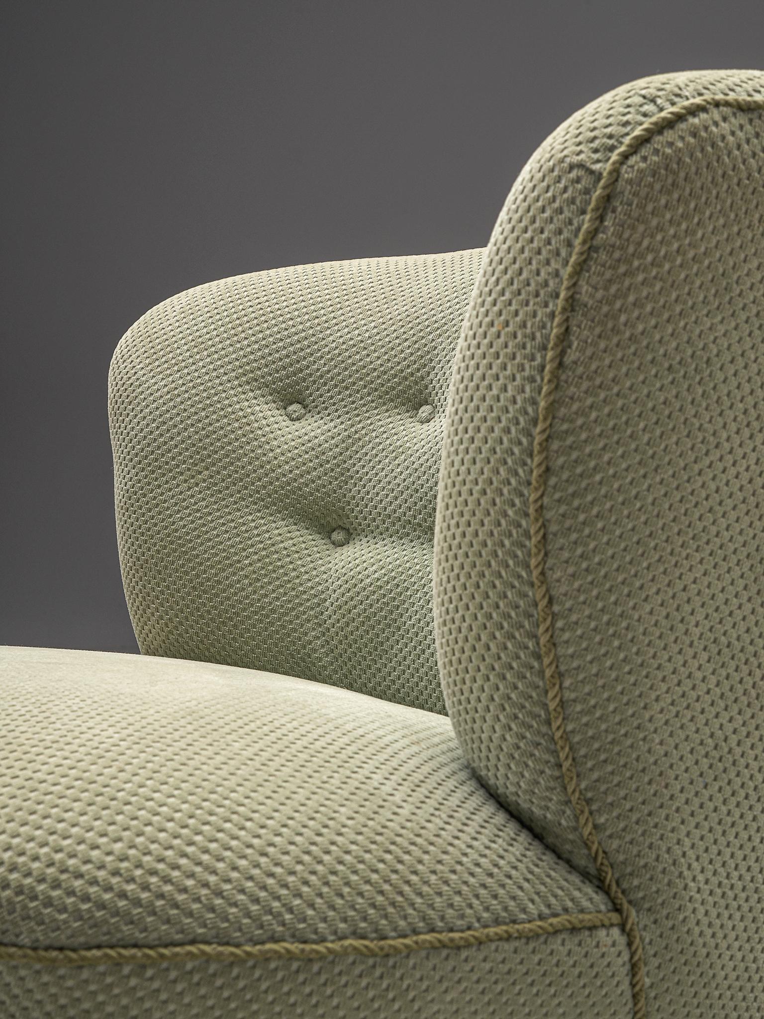 Mid-20th Century French Lounge Set in Light Green Fabric, 1950s