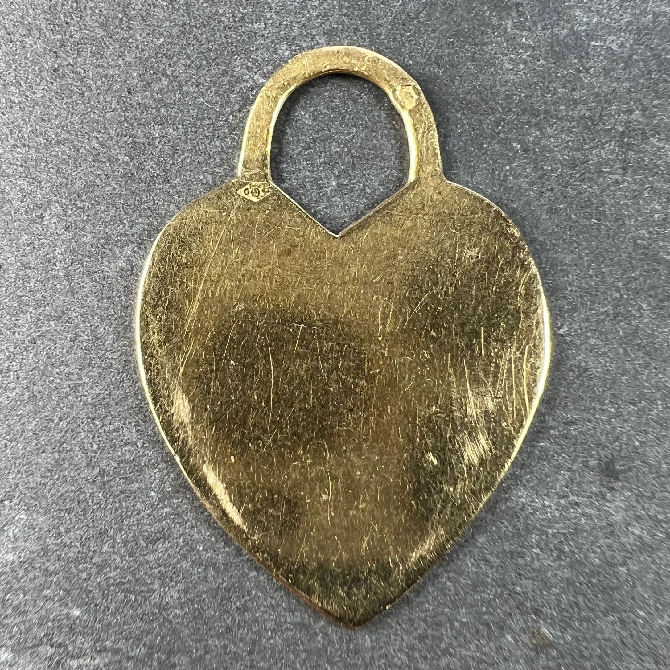 French Love Heart 18K Yellow Gold Pendant In Good Condition In London, GB