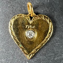 French Love My Heart Is Yours 18K Yellow Gold Diamond Pendant Charm