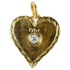 French Love My Heart Is Yours Ciondolo con diamante in oro giallo 18 carati