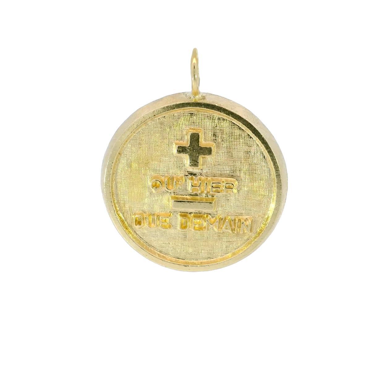 French Love Poem Pendant in 14K Yellow Gold 